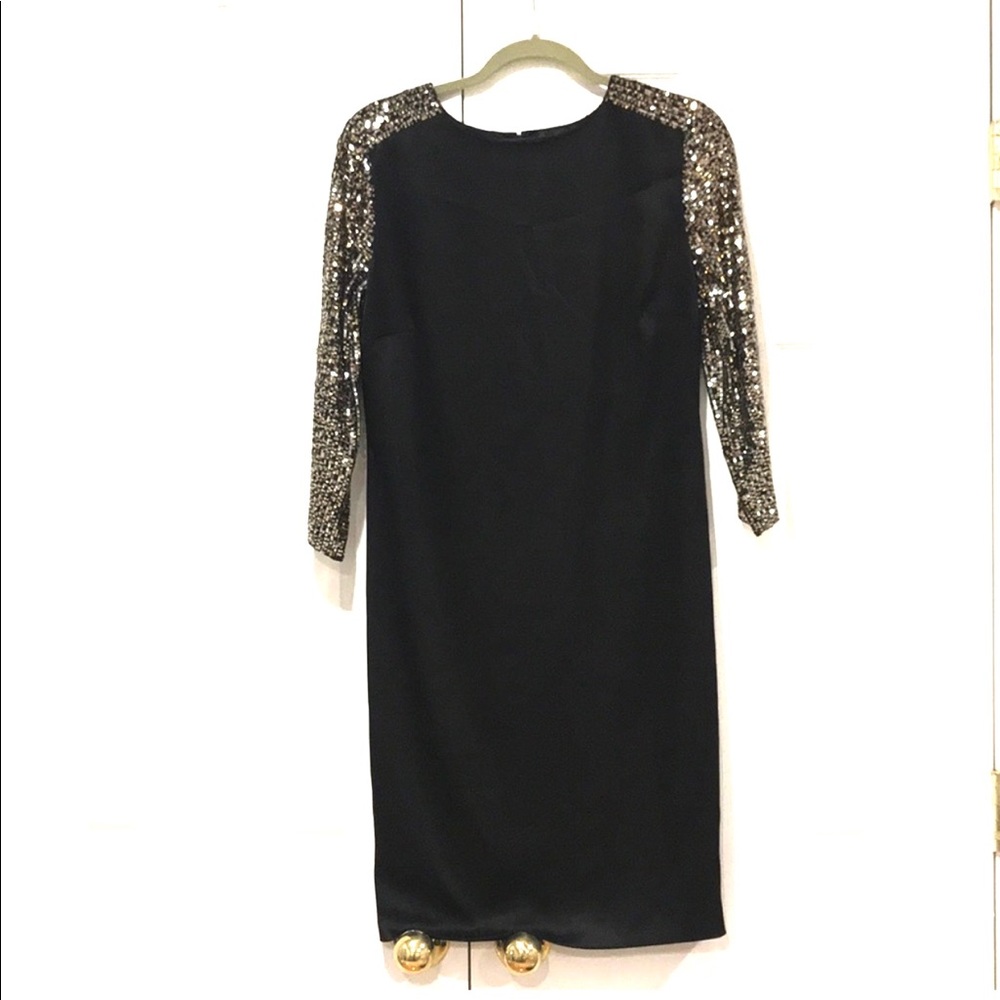 St. John Couture Womens Black Silk Sequin Dress 8